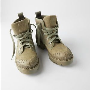 ZARA Flat Canvas Ankle Boot size 10